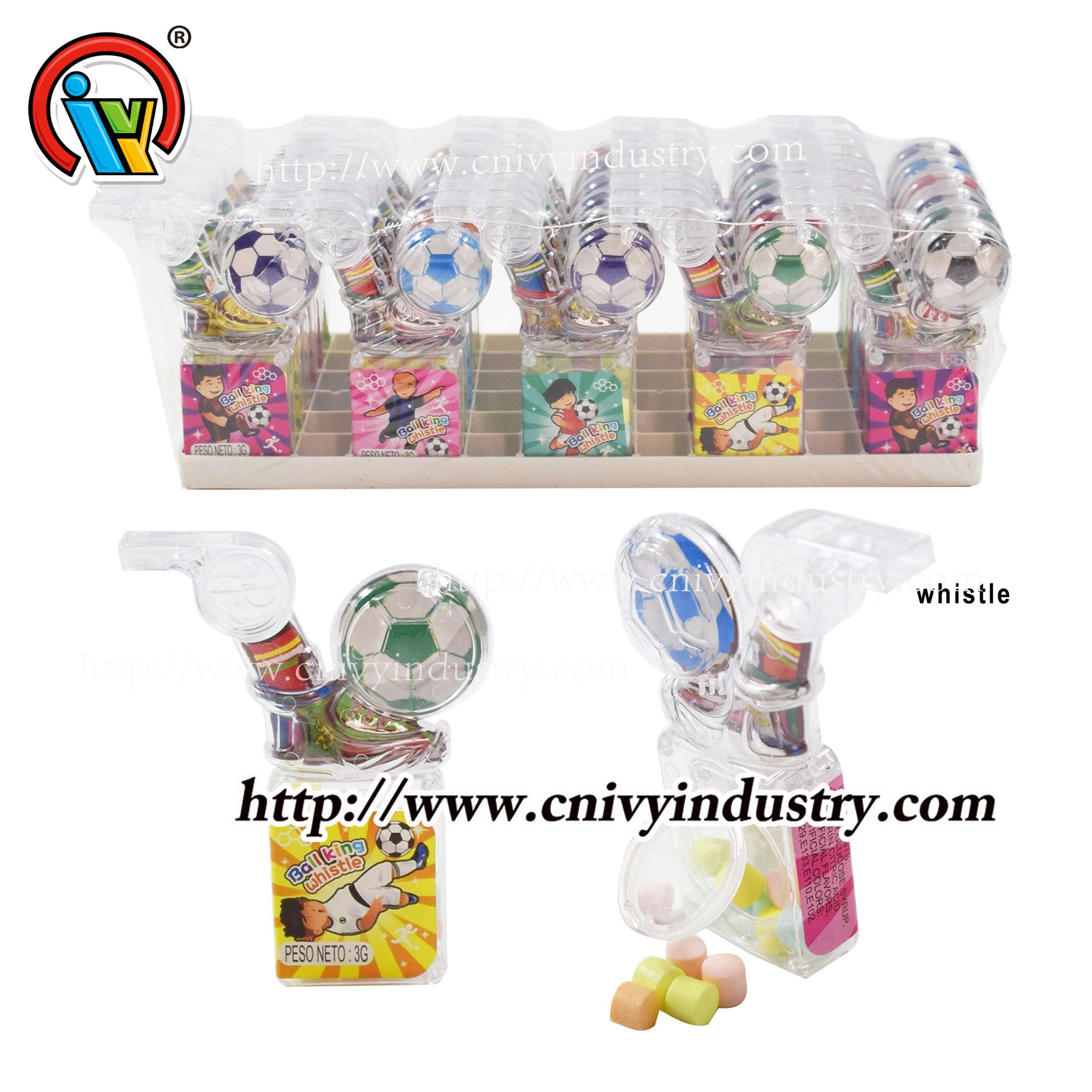 wholesale football plastic whistle toy candy China