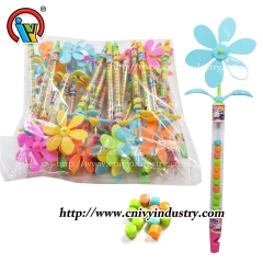wholesale flower shape  plastic toy candy with whistle